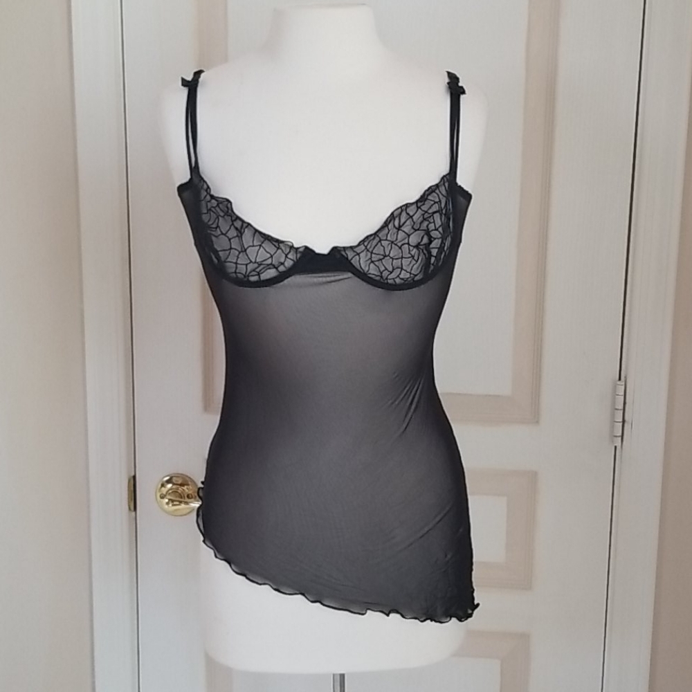 Asymmetrical Black Fishnet Chemise nwot